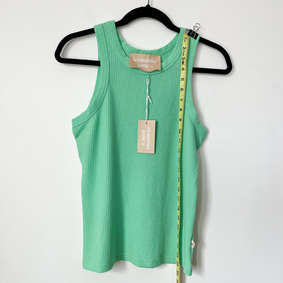NWT Araminta James The Everyday Tank Honeydew Green Waffle Knit Women XS 6 Beach - Picture 5 of 9